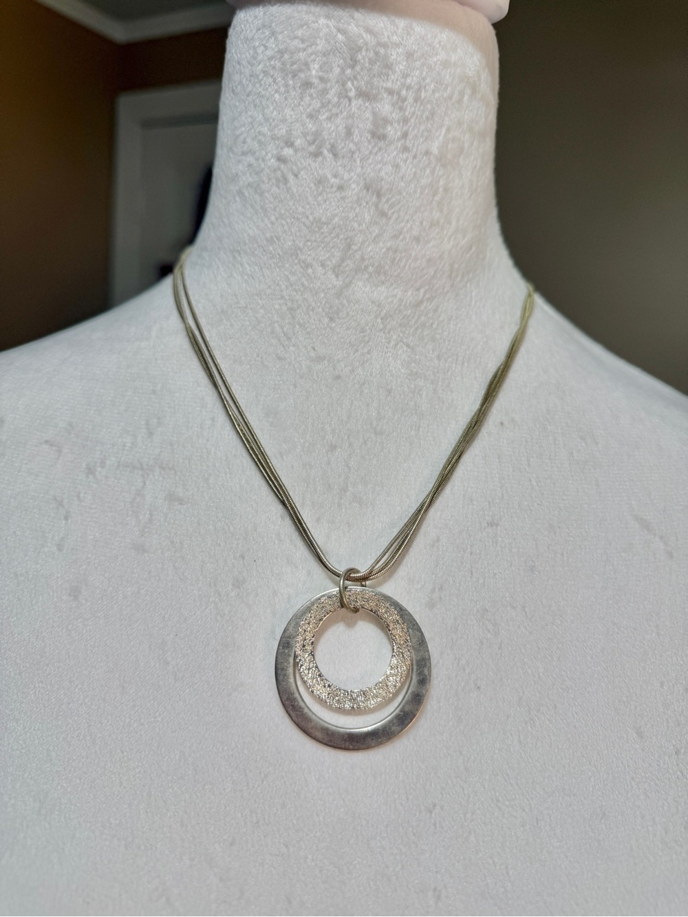 Silpada Sterling Silver Double Ring Pendant Multi-Cord Necklace 925